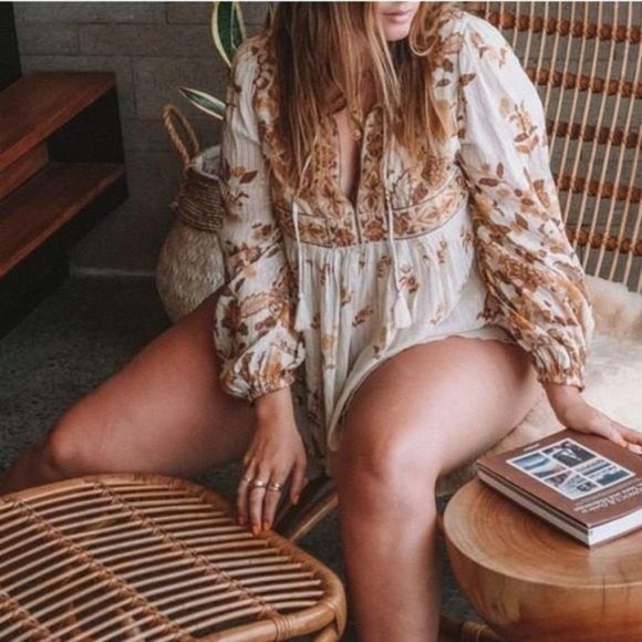 Bohemian Floral Print Tunic Peasant Top Yellow - Picture 8 of 8